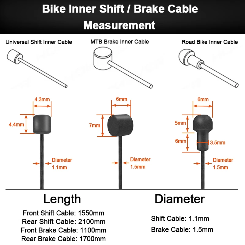 HEPPE Bike Shifter Brake Cable Set MTB Road Bike Front Rear Derailleur Shift Cable Brake Cable Coated Stainless Steel Cable