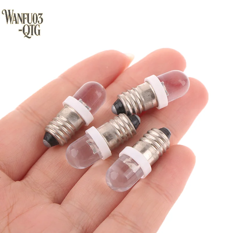 Hot 5Pcs E10 Led Bulb E10 DC 3V 6V 12V 24V Instrument Bulb E10 Indicator Bulb Old Fashioned Flashlight Torch DIY Work Mini Light
