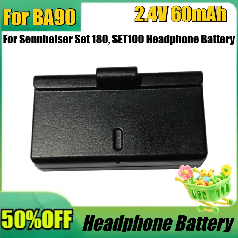 

New for BA90 2.4V 60mAh High Quality Battery for Sennheiser Set 180, SET100 Headphone Battery