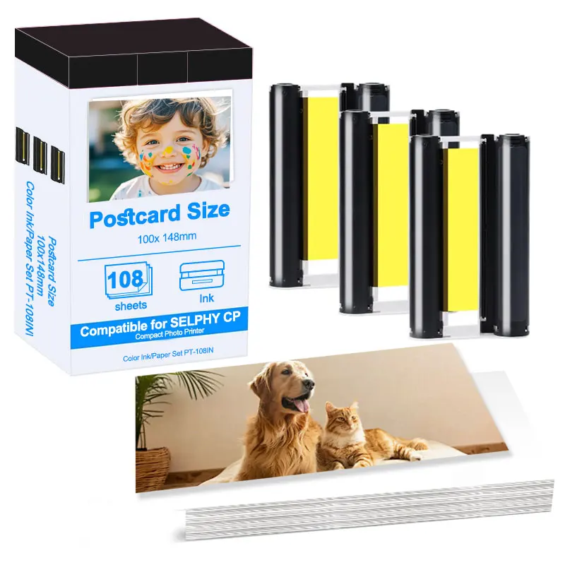 Photo Paper Cartridge Set Compatible For Canon Selphy CP1300 CP1500 CP1200 CP1000 Photo Printer KP-108IN KP-36IN Selphy Ink