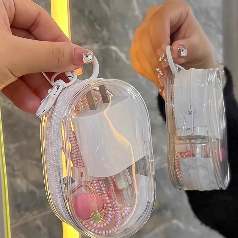 New PVC Transparent Pouch Mini Keychain Bag Doll Storage Bag Keyring Pouch YSB01