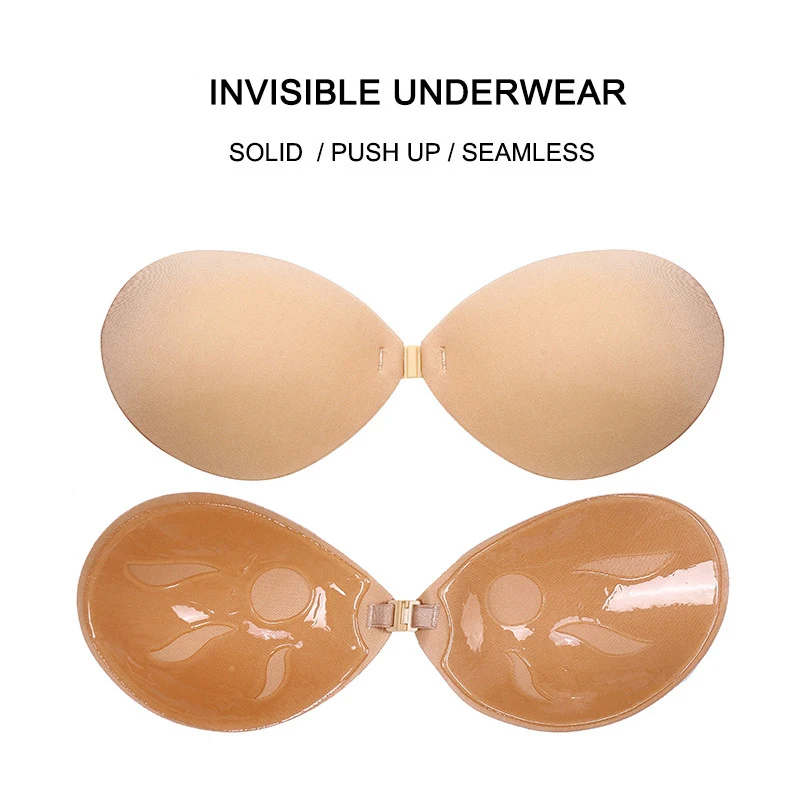 Sexy Silicone Invisible Push Up Bra Strapless Backless Bra Front Closure Stealth Adhesive Bars Lady Nipple Cover Pads Underwear