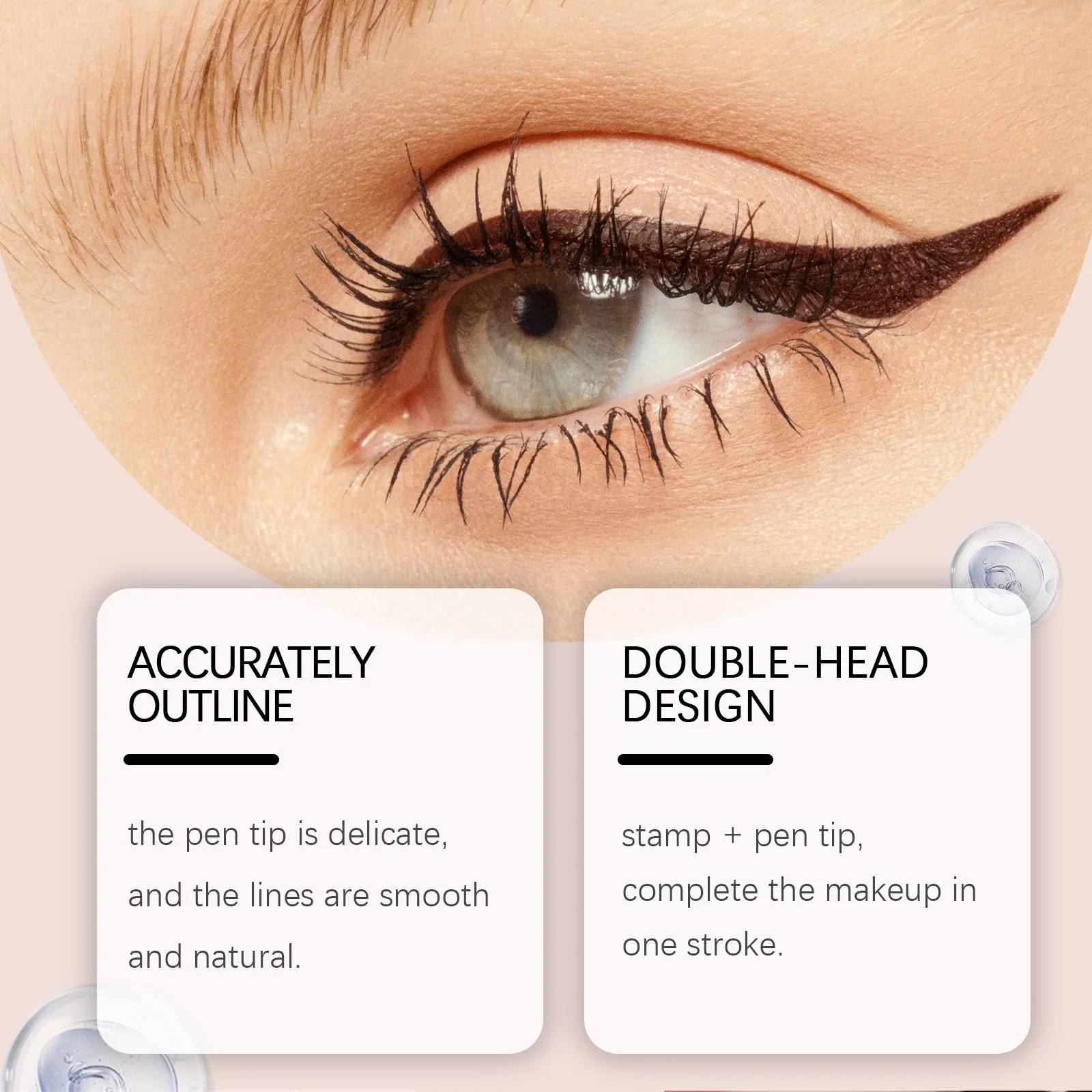 Double Ended Eyeliner Stamp Integrated Waterproof Long Wear Black Brown DIY Liquid Eye Liner Pen Fast Drying Portable Makeup