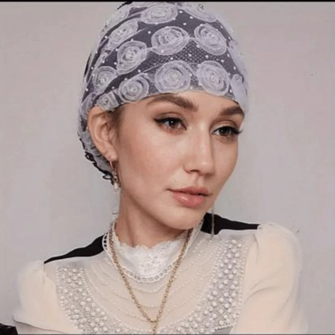 

Женская кружевная шапка-тюрбан, мусульманская эластичная шапка с запахом на голову, эластичная винтажная кружевная шапка-бини, исламские молитвенные шапки