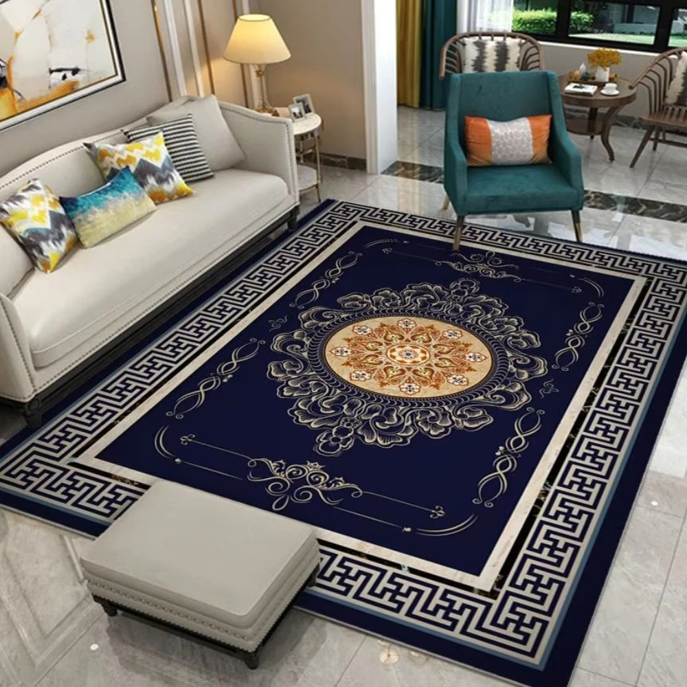 Luxury Living Room Carpets European Home Decoration Carpet Hall Sofa Chair Area Rug Bedroom Bedside Soft Floor Mat Anti-slip