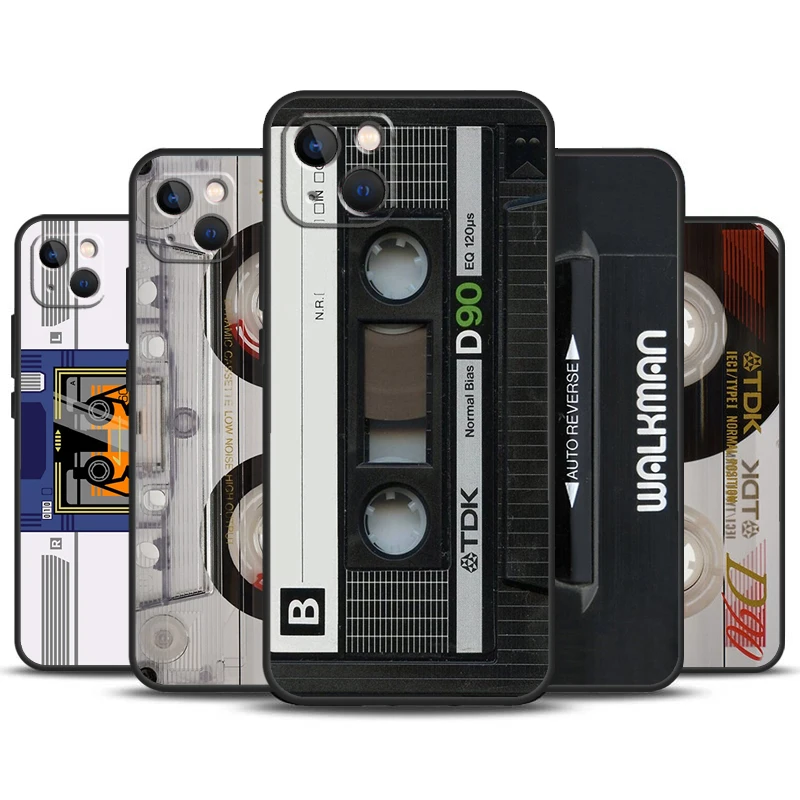 Retro Cassette Tape Soft Phone Case For iPhone 16 15 14 13 12 11 Pro MAX XS X XR 7 8 Plus 13 12 Mini Back Cover