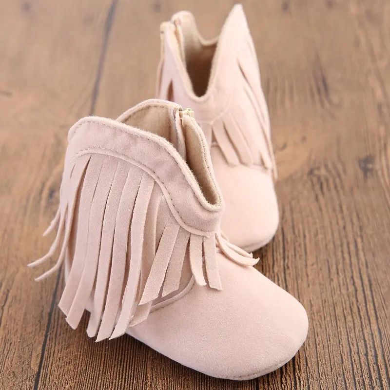 Baby Shoes Boots Winter Newborn Infant Baby Boy Girl Soft Sole Boots Tassels Moccasins Crib Solid Shoes