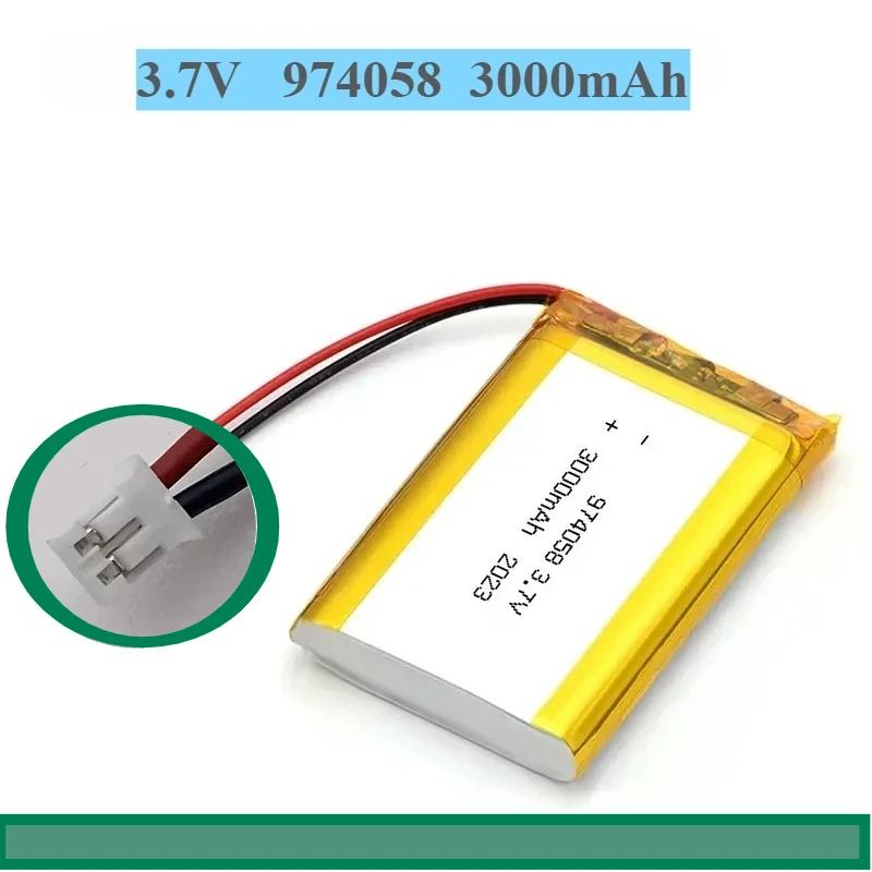 

974058 3.7V 3000mAh Lipo Battery Lithium Polymer Batteries for Massage Meter GPS Navigator Aeromodelling Rechargeable Cell PH2.0