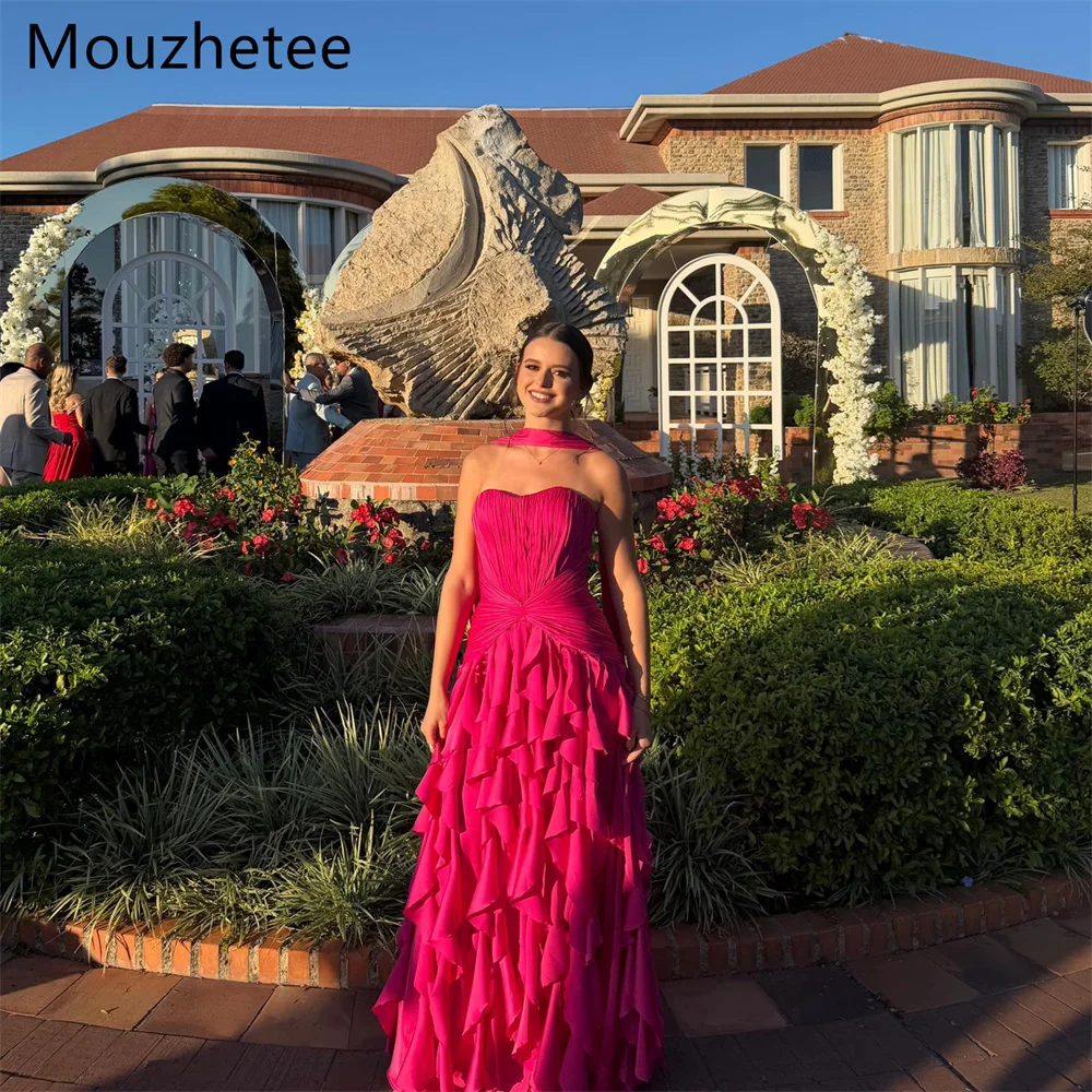 

Booma A-Line Simple Chiffon Strapless Evening Dresses Formal Dresses for Women Elegant Long Pleat Prom Gowns Custom Made 2025