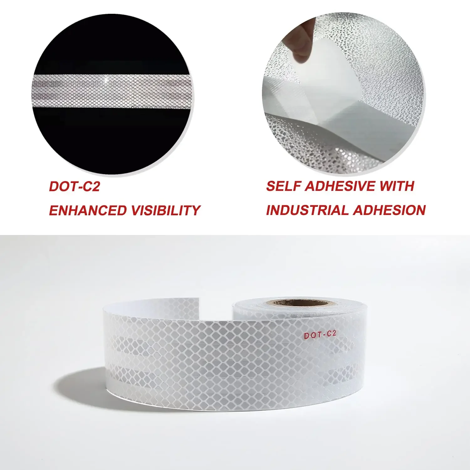 DOT-C2 1/3m Reflective Tape Silver Outdoor Waterproof Conspicuity Strong Adhesive Reflector Safety Tape for Car Truck Trailer