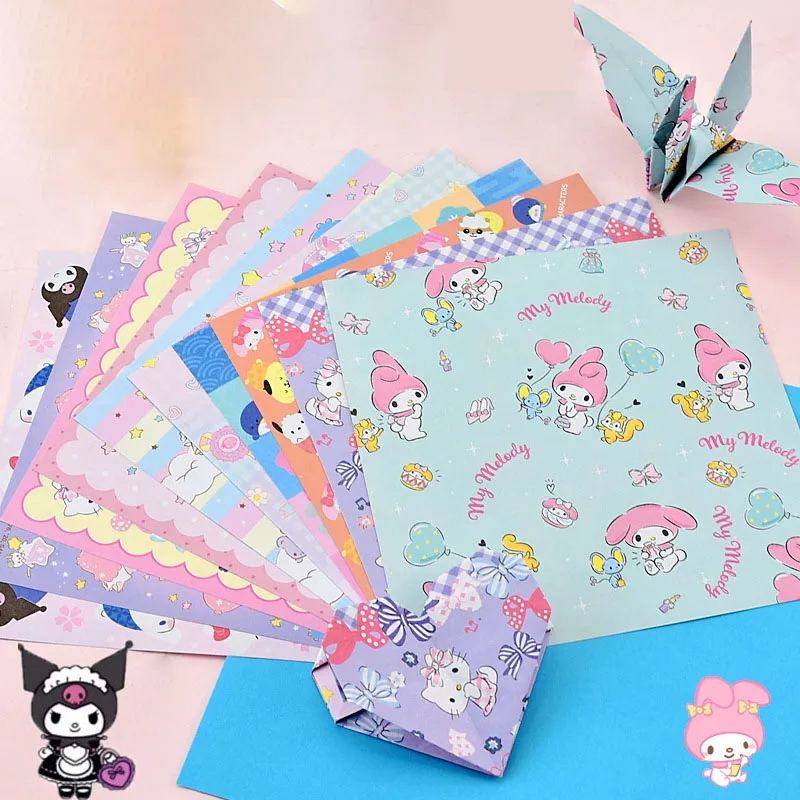 

10set/lot Sanrio Kuromi Melody Cinnamoroll Kitty Memo Pad Cute Handmade Paper Origami Paper DIY Scrapbooking Craft Decoration