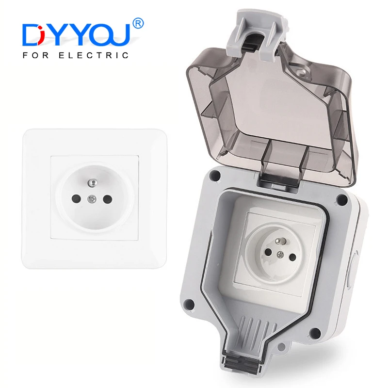 

IP66 French Outdoor DustProof Waterproof 16A Power Socket Wall Socket For Home Outside Garden FR Standard Grounded Equipment