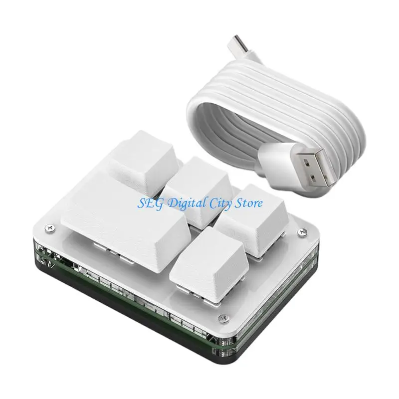 U75B 5-Key USB Mechanical Keypad for Office Commands Editing Tasks and Game Input
