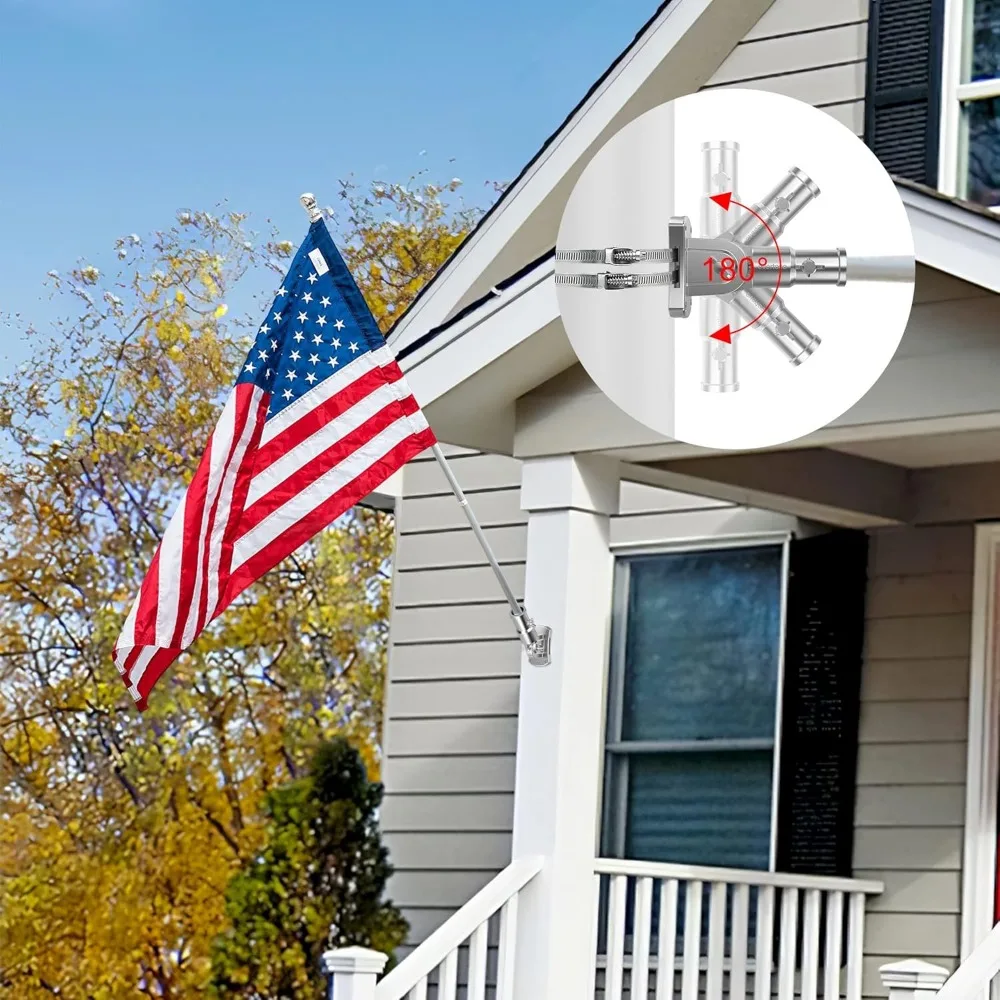 staffa per asta portabandiera in acciaio inossidabile t304 per carichi pesanti - 180 °   Porta bandiera regolabile per casa con due metodi di installazione, fl