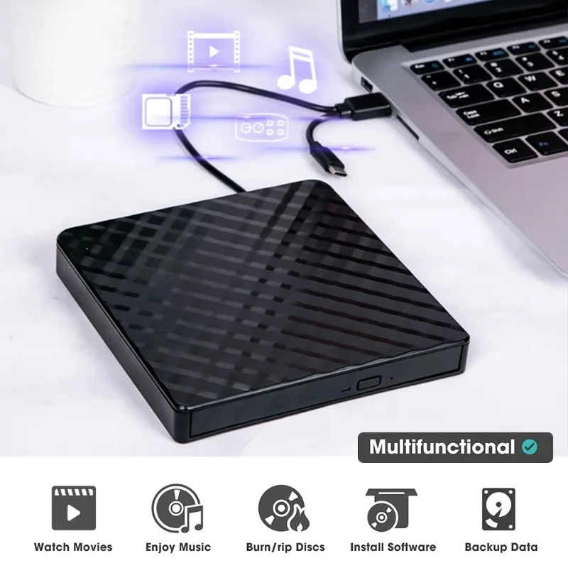 Внешний Bluetooth-привод 2 в 1, USB 3.0, портативный BD-Combo, CD-DVD-плеер, записывающее устройство для ноутбука, Linux, Windows 11/10/8/7 MacOS