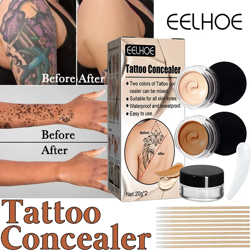 Double Color Waterproof Tattoo Concealer Sweat Proof Skin Brighten Foundation Cover Birthmark Scars Concealer Gouache Makeup