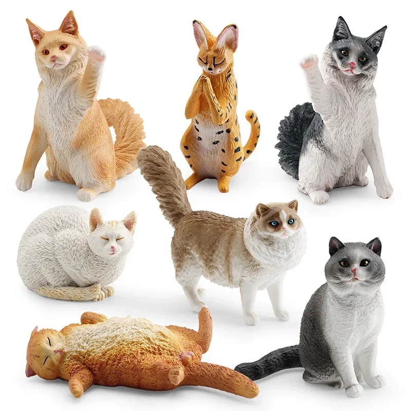 Simulated Cat Pet Ragdoll Animals Action Figures Maine Coone Cat Miniacture Ornament Figurines Educational Toy For Children Gift