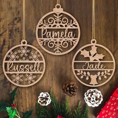 कस्टम परिवार क्रिसमस आभूषण लकड़ी के पेड़ सजावट लेजर उत्कीर्ण व्यक्तिगत क्रिसमस बॉबल नाम उपहार टैग के साथ युगल कुत्ते बिल्ली के लिए 8 best sales क्रिसमस ट्री टॉपर - №7