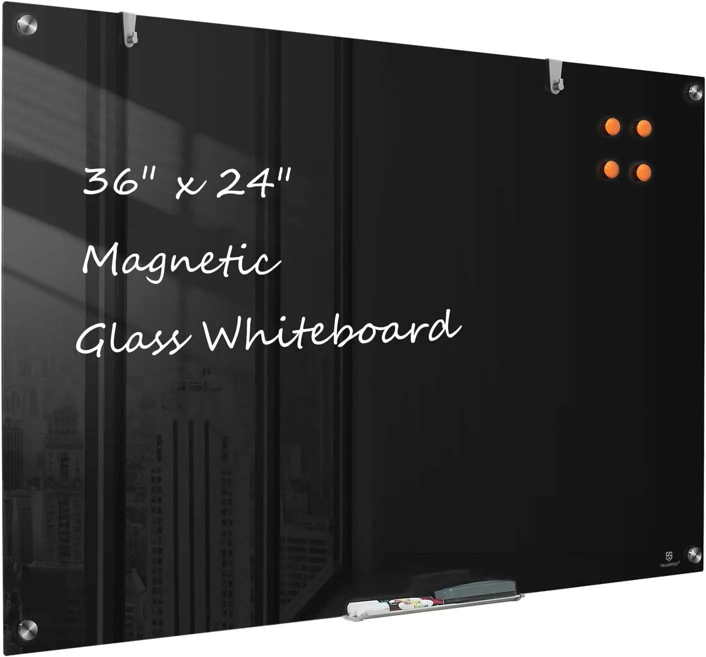 

36x24 Inch Frameless Magnetic Glass Whiteboard - Wall Mounted Dry Erase Board for Office, Home & School