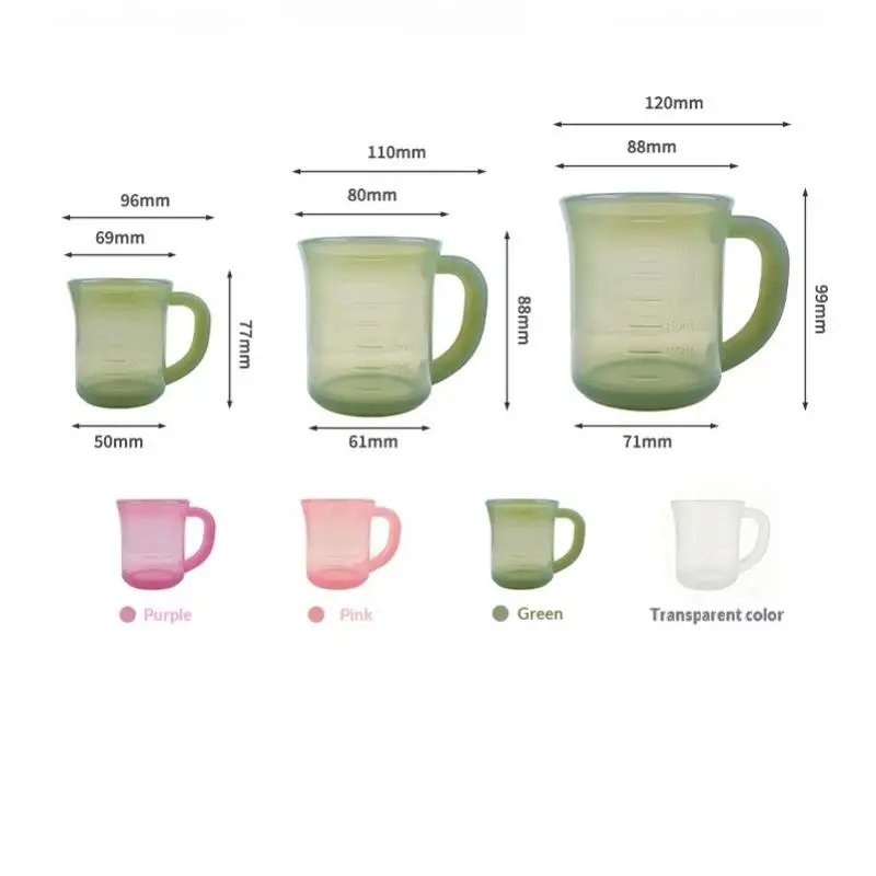 Silicone Graduated Cup, Silicone Water Cup And Measuring Cup, Anti-Drop Water Cup, Outdoor Water Cup, Visible Dual-Scale Liquid