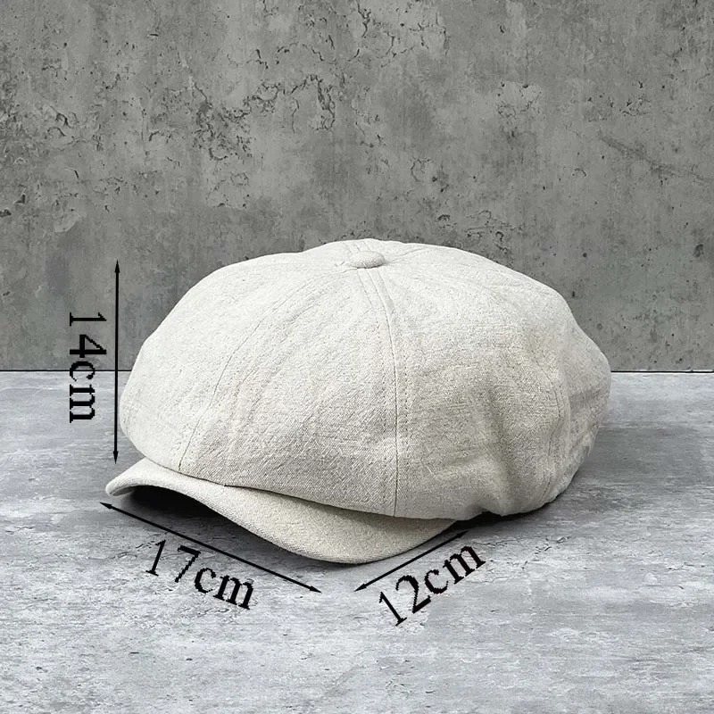 Men New Cotton Linen Big Size 63CM Newsboy Caps Spring Summer Thin Breathable Retro Berets Fashion Casual Octagonal Hats 60cm