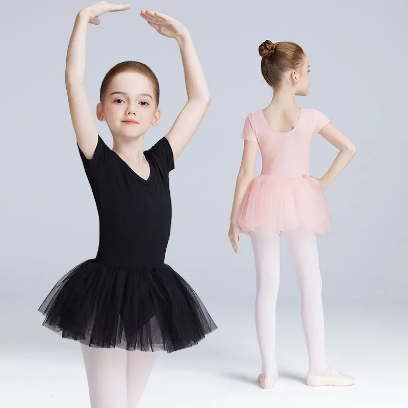 Vestido de tutú de Ballet para niñas, vestido de baile para niños pequeños, vestido de leotardo de gimnasia con forro de algodón, vestido de Ballet de entrepierna cerrada