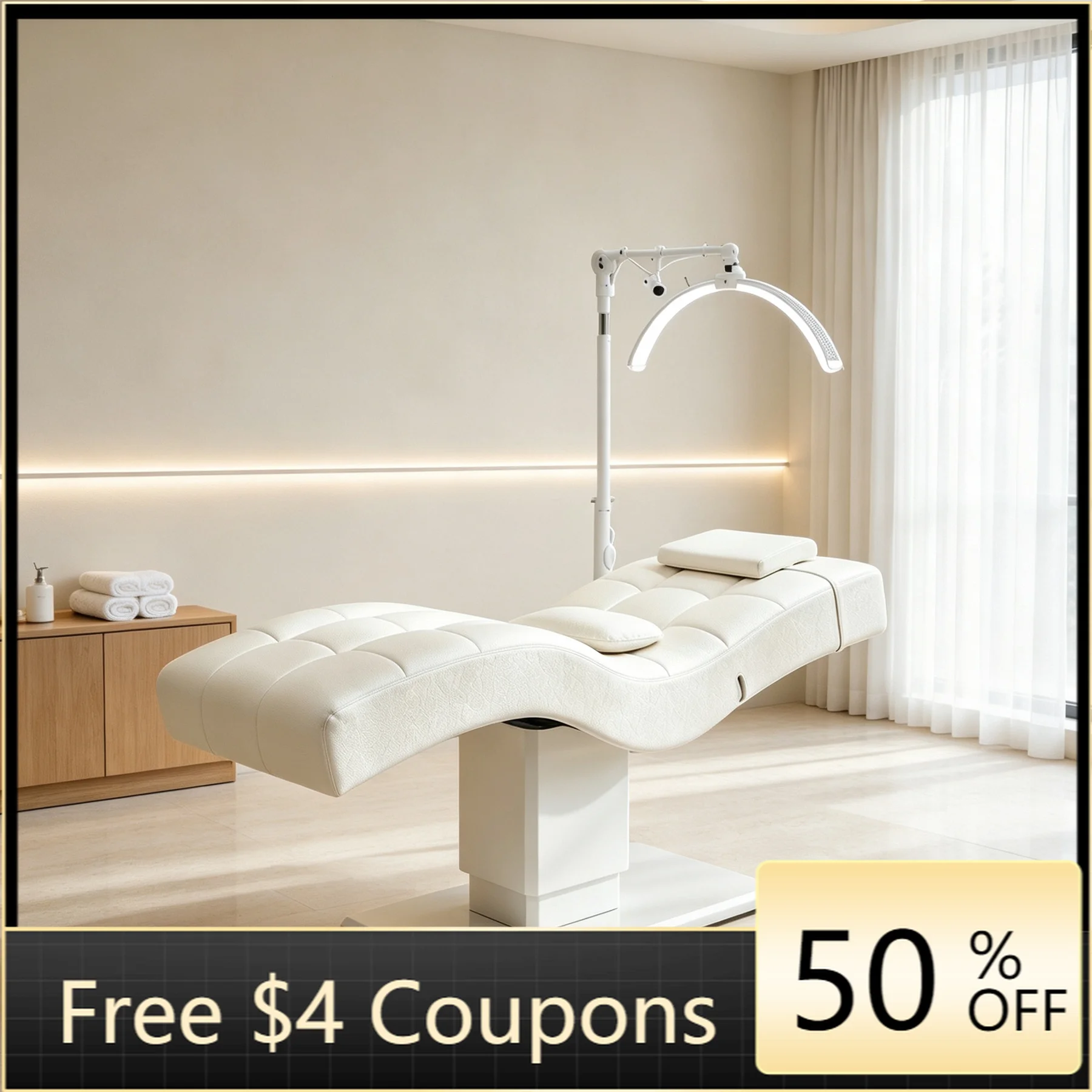 Electric Adjustable White Beauty Massage Bed PU Leather Hydraulic SPA Facial Reclining Tattoo Chair for Beauty Salon