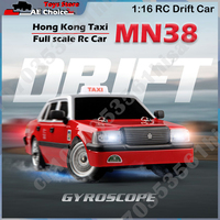 MN Rc Cars MN38 1/16 HongKong Taxi Model RC Car 2.4G Remote Control LED Light Drift Car RTR Electric Toy Car Gift for Boy