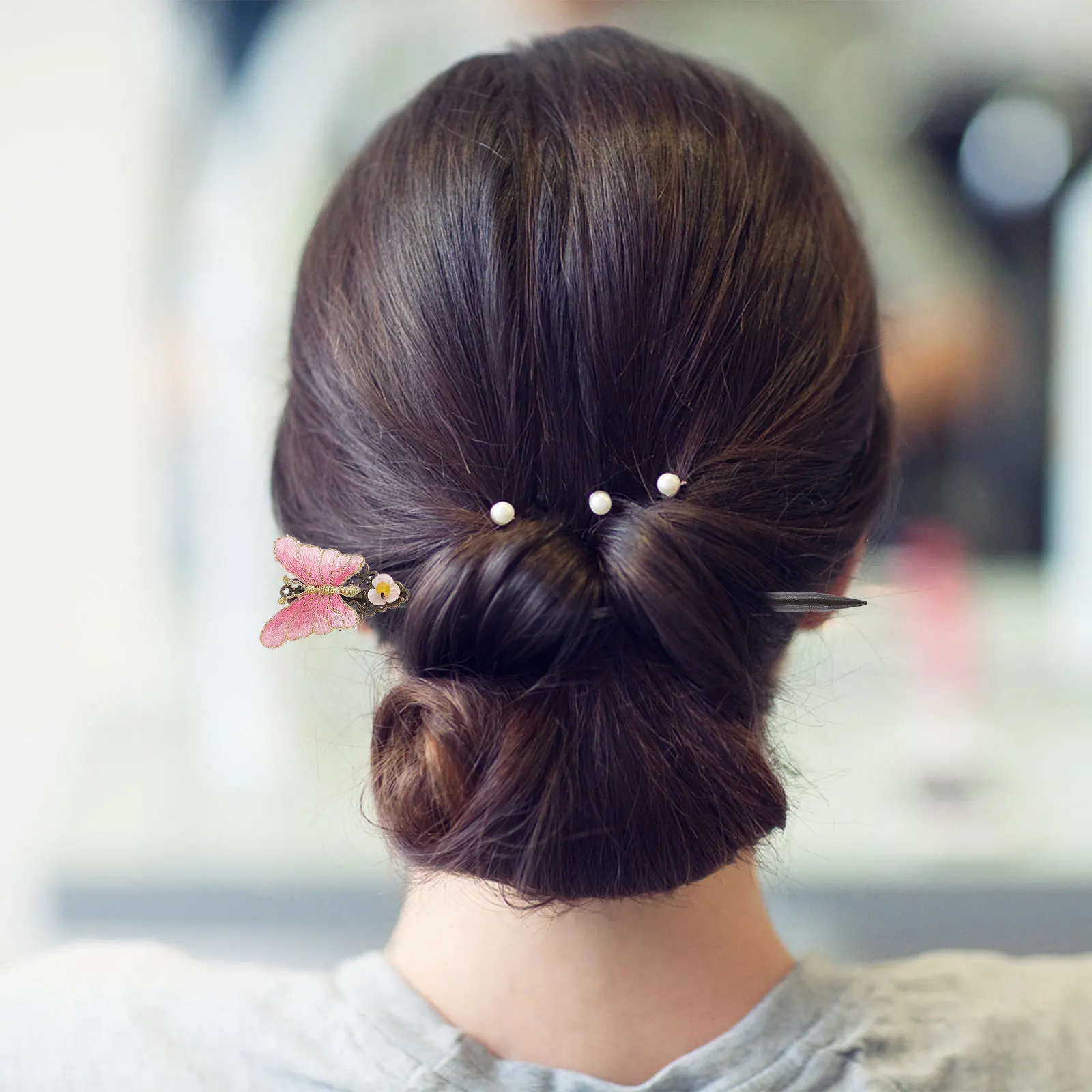 

Hanfu Hair Bun Ancient Design Headdress Hairpins Sticks Aldult Fabric Classic Traditional Flower Women's
