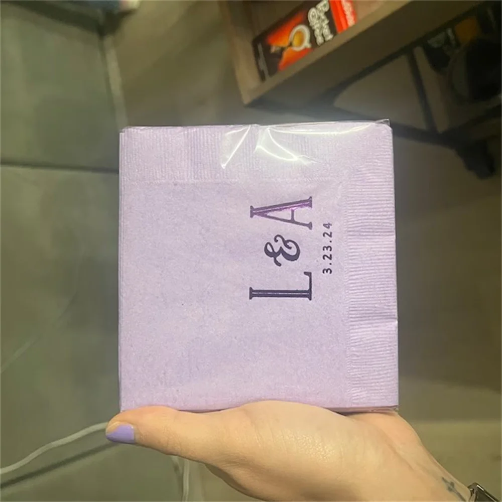 50pcs Personalized Linen Like Napkins, Custom, Monogrammed, Paper, Cocktail, Beverage, Dinner Napkin,Guest Towel,Wedding Napkin