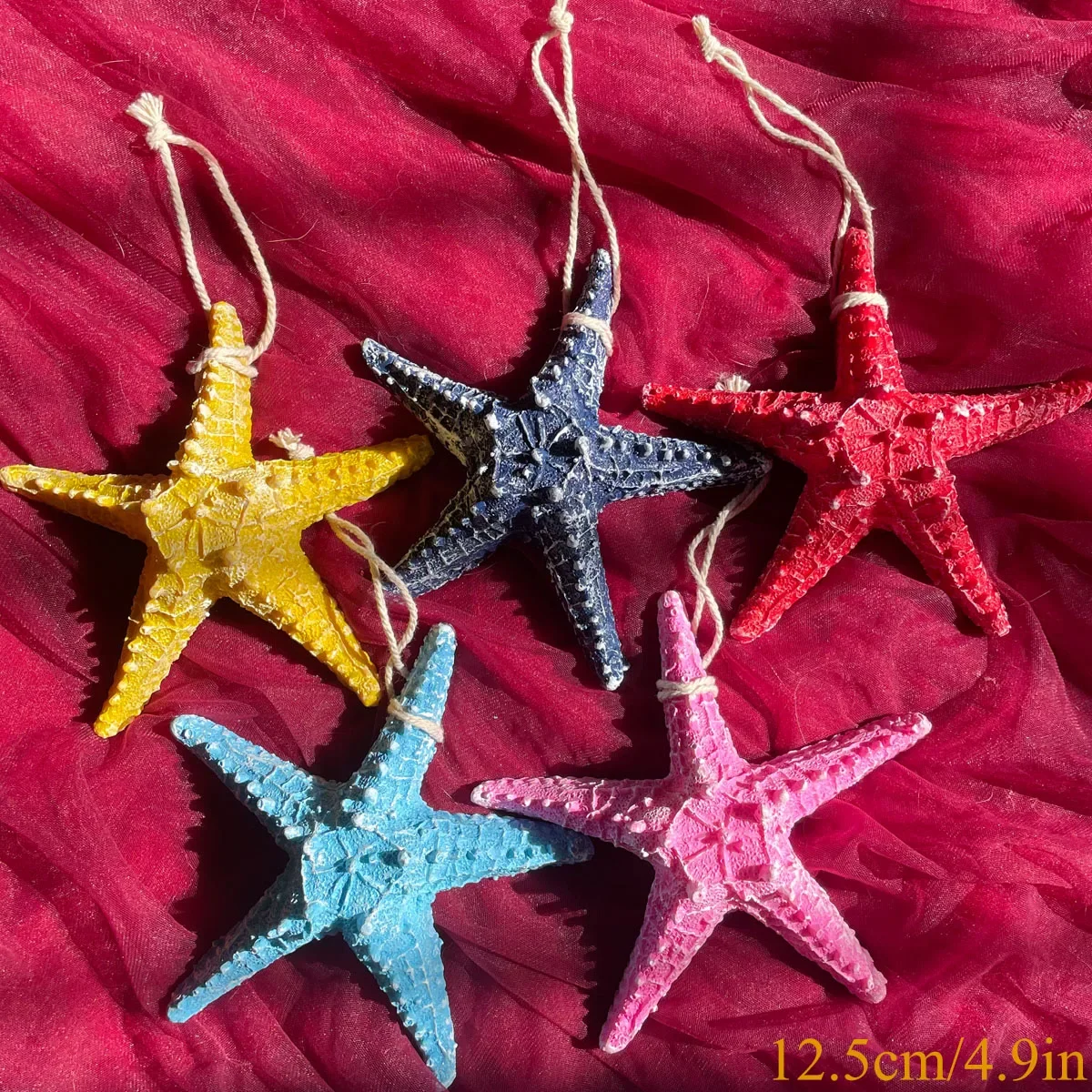 1 PCS Artificial Resin Starfish Large Light Blue 4.9in Hanging Star Fish DIY Craft Beach Lake House Home Wedding Decor