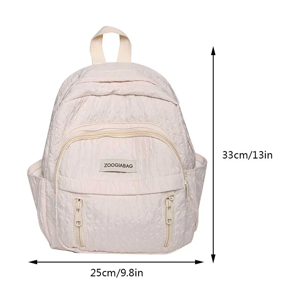 Zaino per studenti Borsa da scuola in nylon tinta unita Pieghe multitasche Leggero Resistente ai graffi Gioco all'aperto regolabile