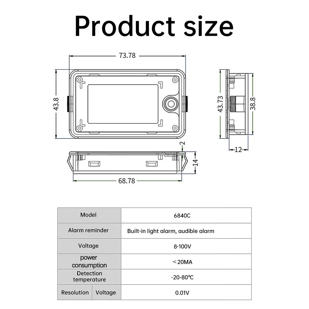 Digitales Lithium-Batterie-Voltmeter mit LCD-Display, 7-100V Weitbereich für Elektrofahrzeuge und Kraftwerke – Detail 22
