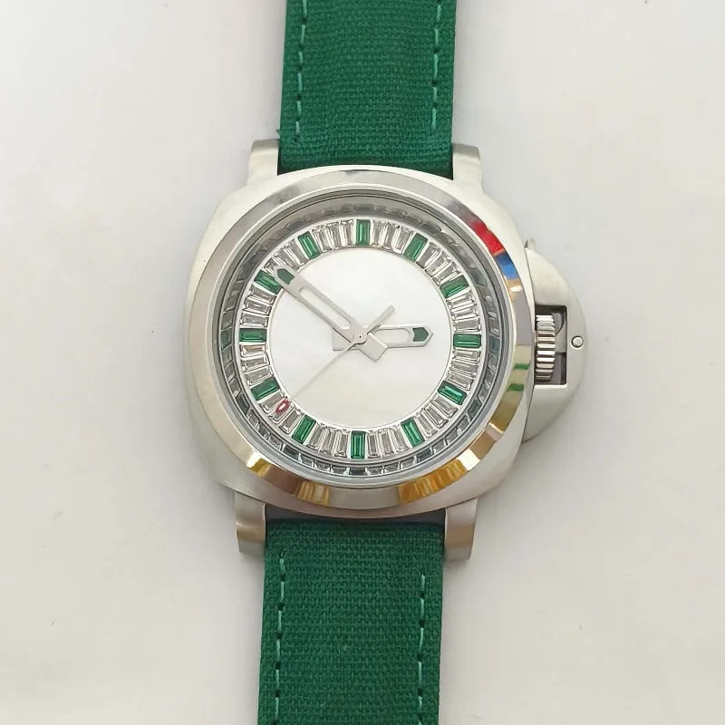 ساعة رجالية جديدة بحركة NH35، وهيكل من الفولاذ المقاوم للصدأ 40 ملم، وزجاج معدني، ومينا عرق اللؤلؤ، وهيكل خلفي شفاف