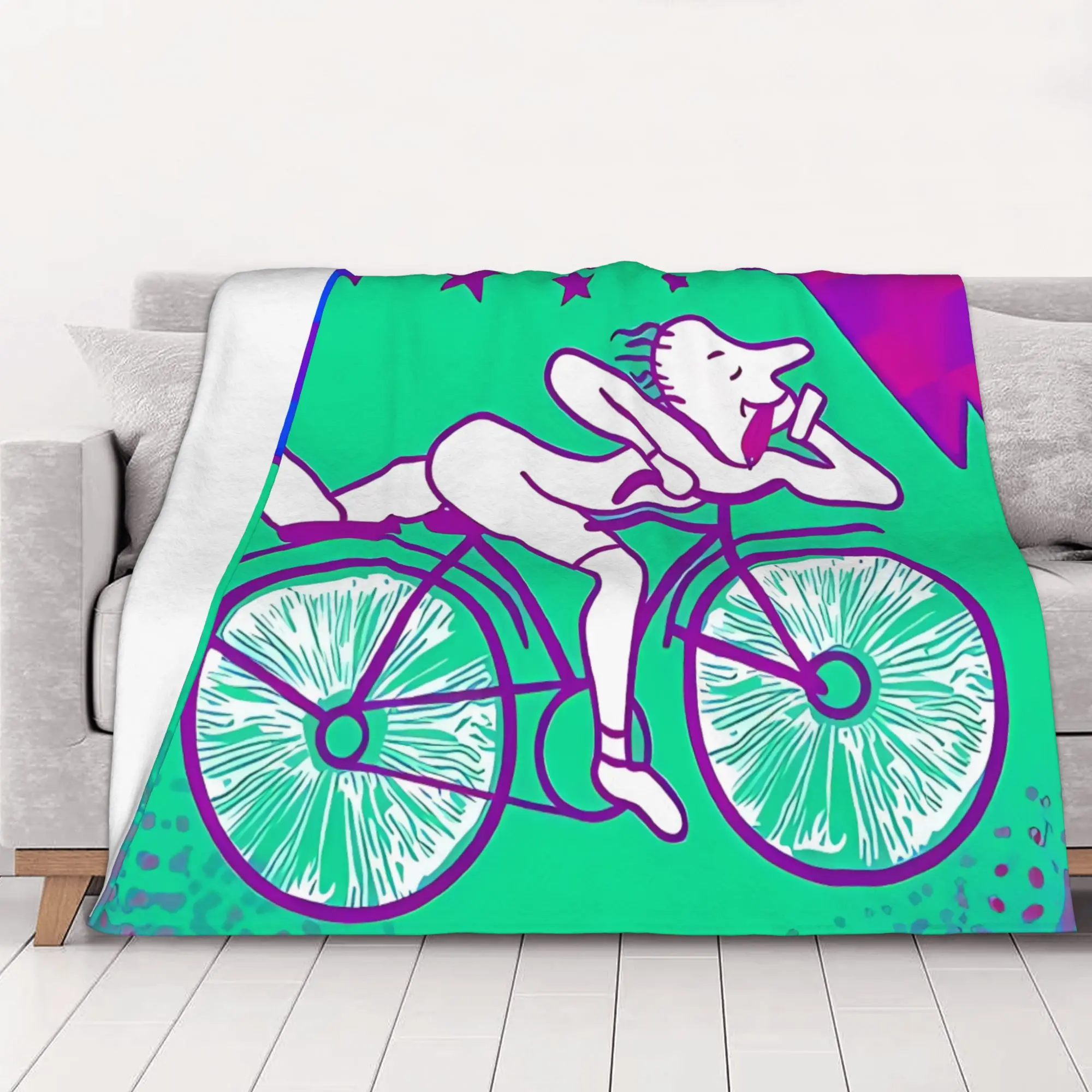 1PC home Cutecore Classic Albert Hoffman LSD Bicycle Day Blanket Super Cosy Plush Home Living Room Sofa halloween