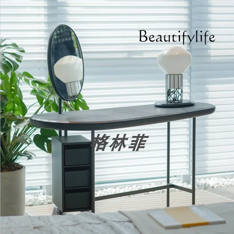 Q Italian minimalist bedroom household makeup table furniture dresser metal rock slab countertop