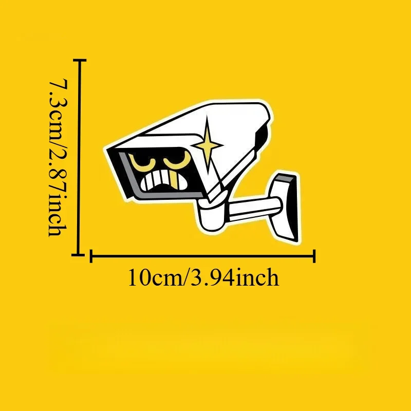 1Pc 2D Flat Angry Security Camera Vinyl Sticker, Waterproof Decal for Car Window Laptop Decor, Holiday Gift