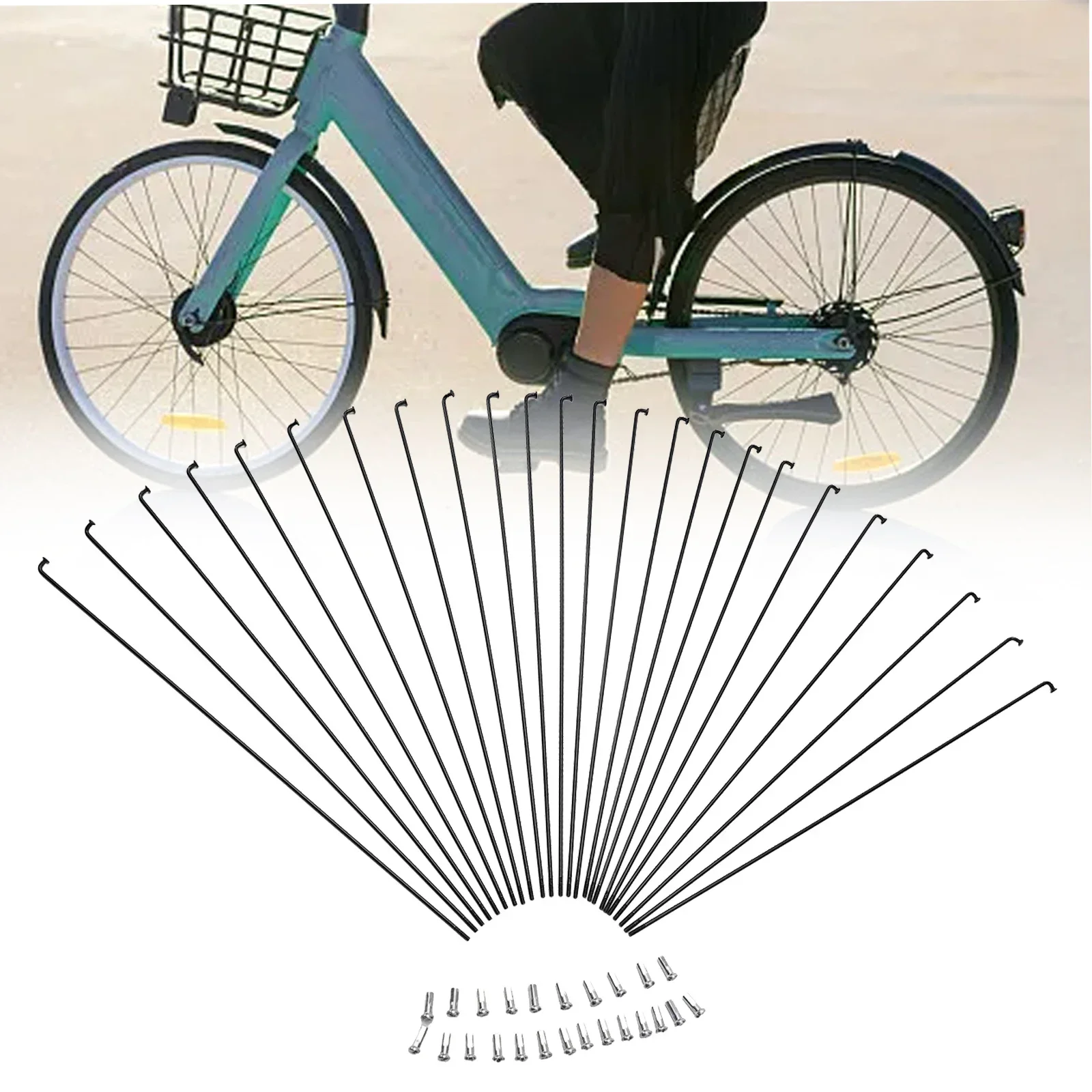 24pcs Bicycle Spoke 255MM 275MM 289MM MTB Bike Steel SPOKES AND NIPPLES For Rim Size 27.5 / 26 / 29 Inch Bikes