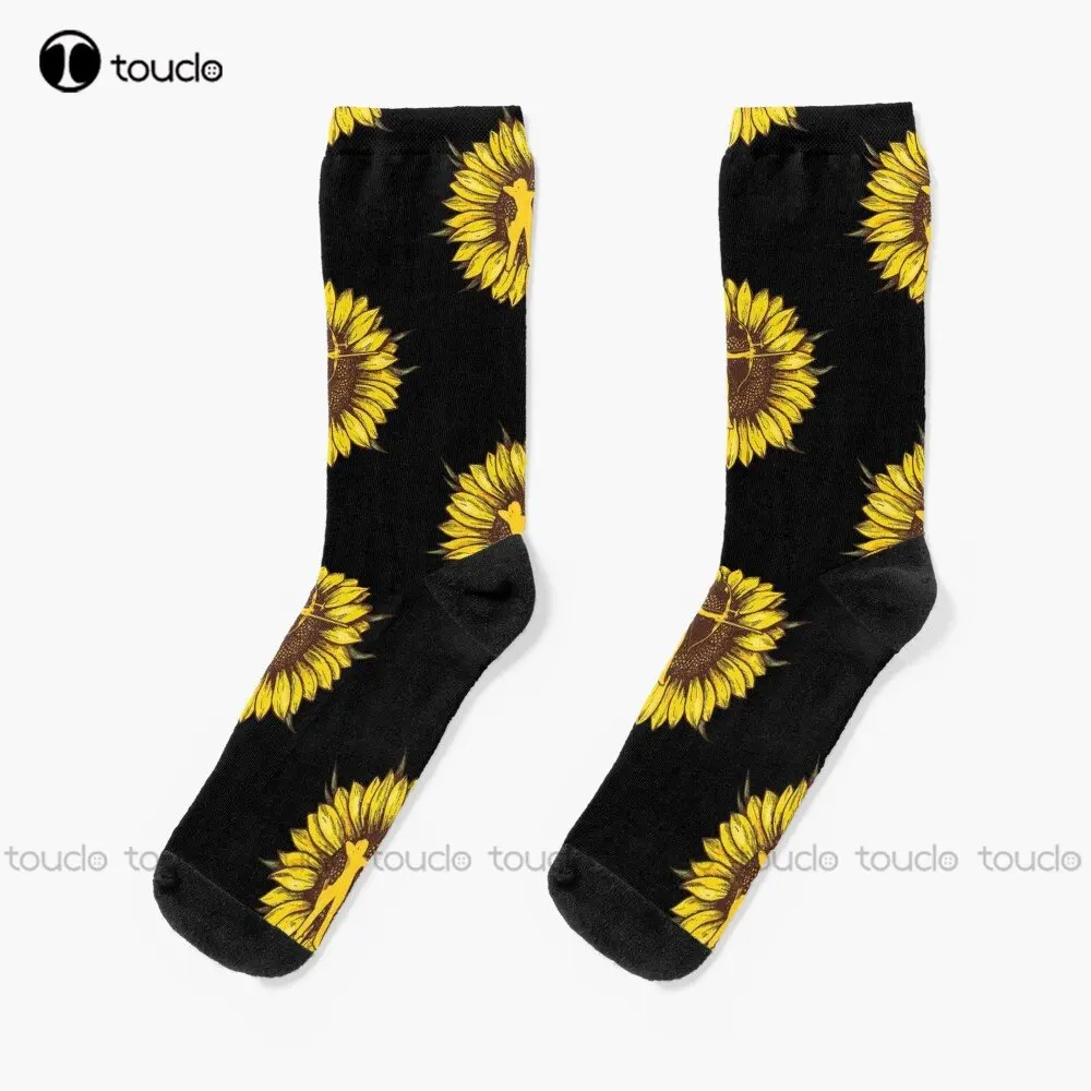 Archery Sunflower Socks White Soccer Socks Men Personalized Custom Unisex Adult Teen Youth Socks Street Skateboard Socks Funny