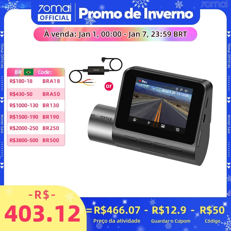 70mai a500s gravador carro dvr câmera frontal a500s 1944p visão noturna 70mai dash cam pro plus embutido gps wifi suporte câmera traseira