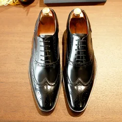 Desai Block Men's Shoes With Elevated Height Inside Business Dress Leather Shoes Men's Pointed Carved British Groom Shoe