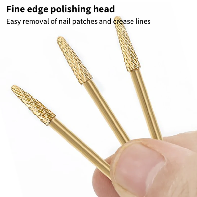 Brocas de diamante para uñas, accesorios para manicura rusa de 3/32 pulgadas, rebabas rotativas para cutículas, punta de llama, herramientas para eliminar la piel muerta