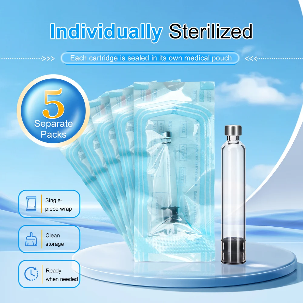 3ml Pen Cartridge,3ml Cartridge for Peptide Pen,Peptide Pen Cartridge Fit for V1 V2 V3 Pen 3cc Empty Glass Individually Wrapped