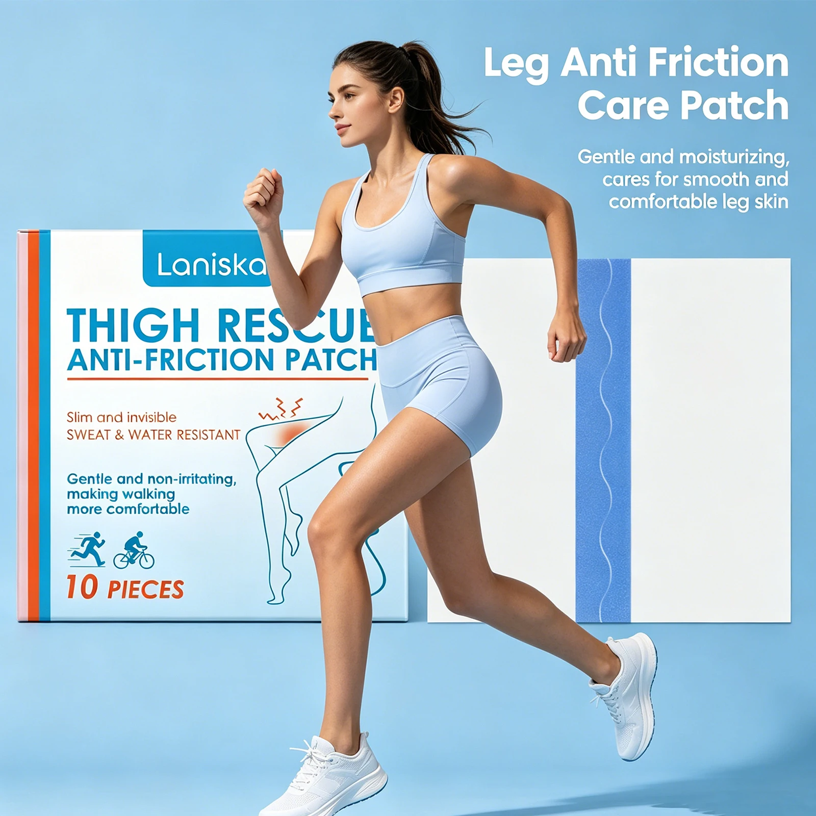 Thigh Anti-Friction Patch 10PCS Invisible Sweat & Water Resistant Soft Skin Patch for Walking Running Cycling Irritation Free