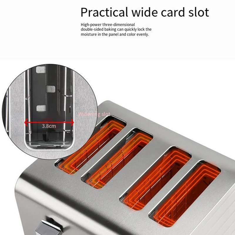 Toaster With Auto Shut Off - Extra Wide Slots And Removable Drop-Down Crumb Tray With Cancel EU Plug