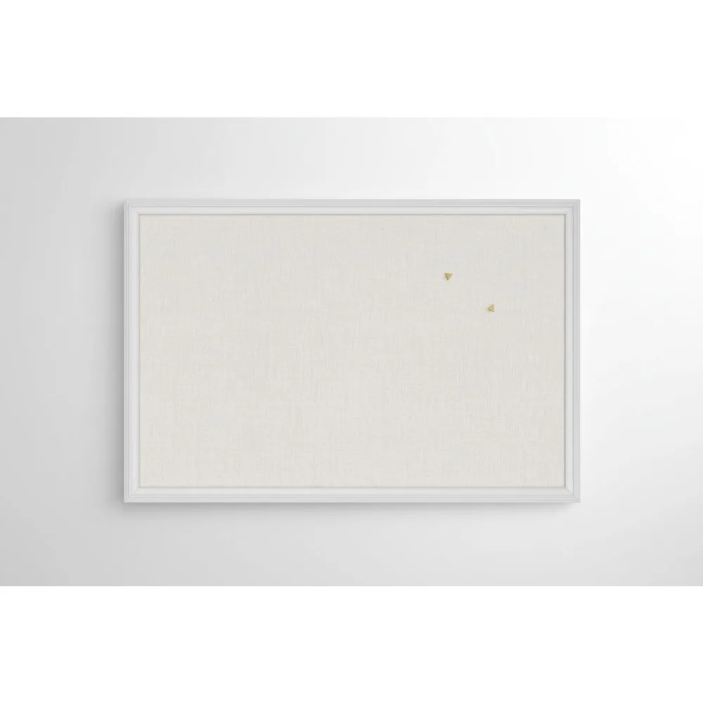 Bacheca in lino da fattoria 30x20 pollici con struttura in legno bianco con puntine per l'arredamento dell'home office