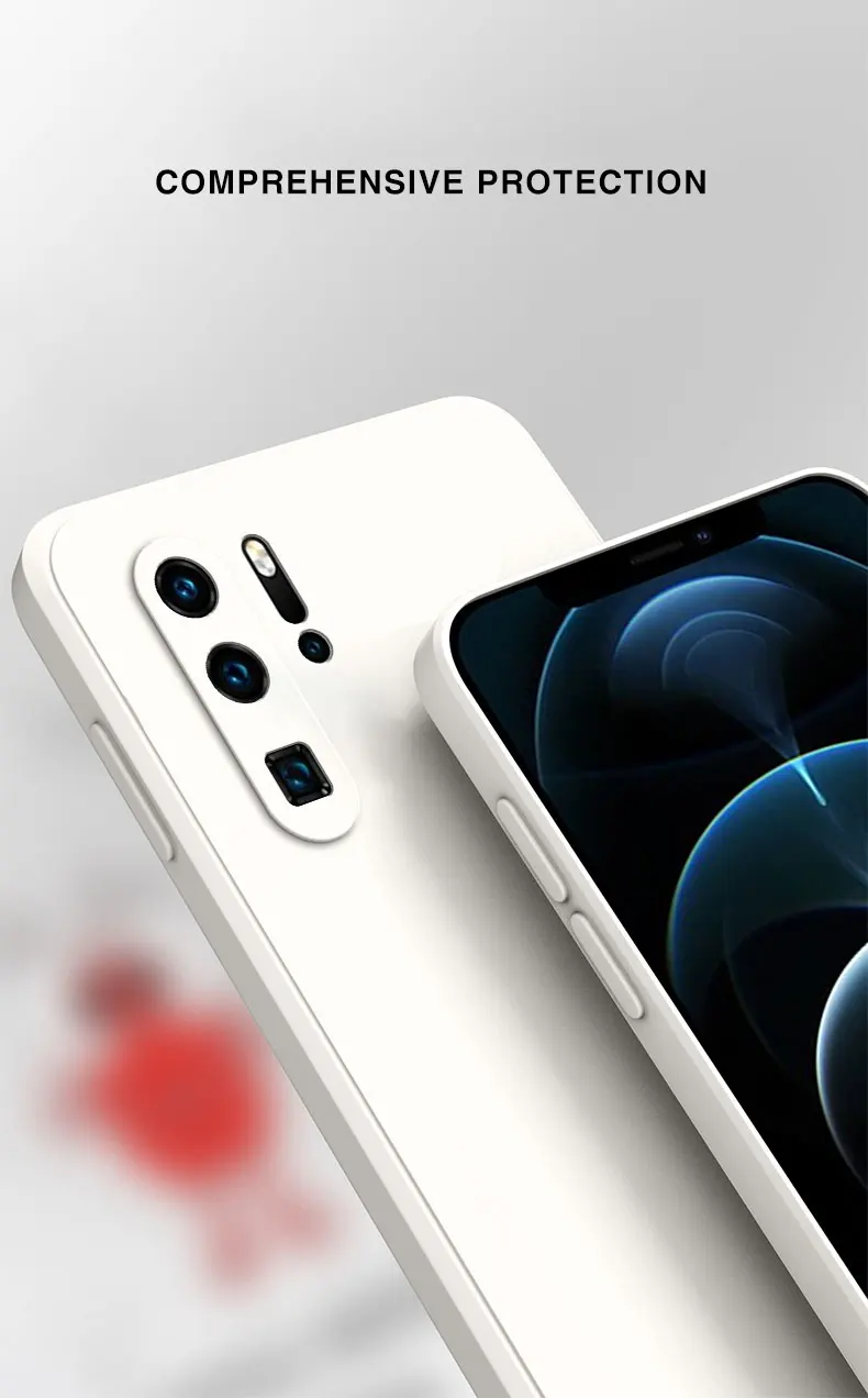 Original quadratische flüssige Silikon Telefon abdeckung für Huawei P10 P20 P30 P40 Pro Plus Lite 4G 5G 360 Schutz stoß feste Hülle P30Pro – Detail 6