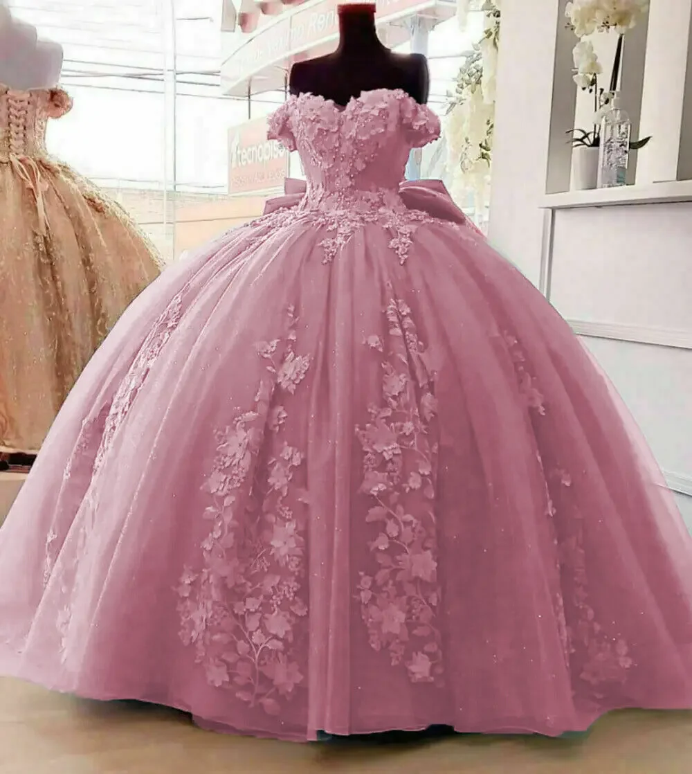 ANGELSBRIDEP Muilt Abiti da ballo colorati Abiti stile Quinceanera Appliques Corpetto con nodo a fiocco Abito lungo da compleanno per ragazze di 15 anni personalizzato