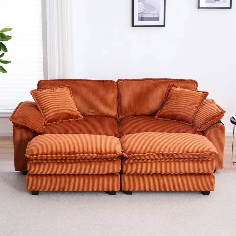Modern 3 Seater Corduroy Sofa Bed Living Room Furniture Compressed Sponge Removable Foam Lazy Design Boxed