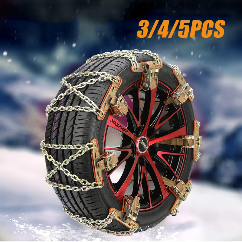 3/4/5Pcs Car Snow Chains Universal Tire Chain for Automobiles Iron Chain Winter Tire Snow Chains Bold Manganese Steel Chain